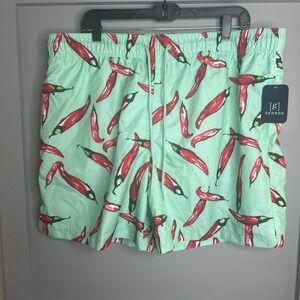 NWT George Men's Drawstring‎ Swim Trunks Chilli Peppers Mesh Lining + Pockets XL